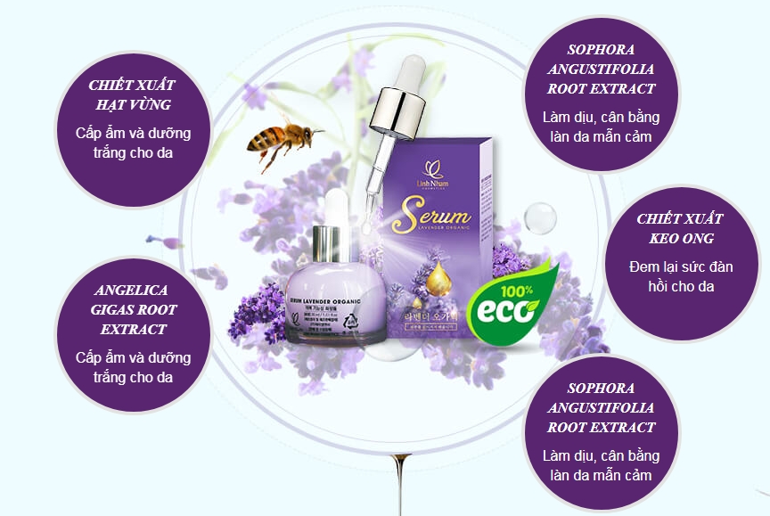 serum và mặt nạ dưỡng da Lavender