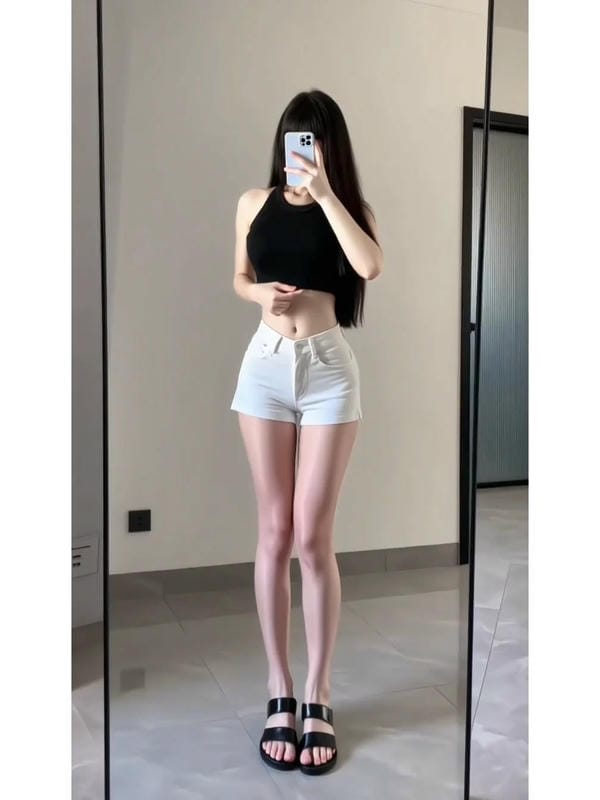 ảnh gái xinh che mặt bằng điện thoại trước gương